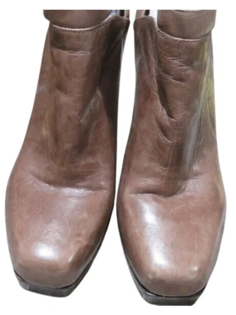 Nine West Brown Vegan Leather Platform Booties Ankle Boots Heels Stilettos 10